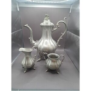 "Winthrop"P 1795 Reed & Barton Mid Century Modern Gothic Vintage Pewter Tea Set